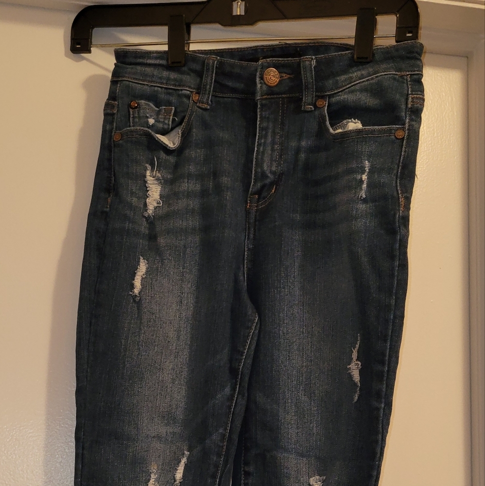 Enjean Women's Distressed High Waist Skinny Jeans Size 3 Medium Wash Denim